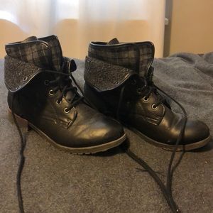 Black combat boots